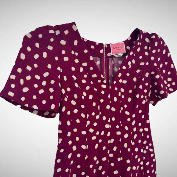 Kate Spade Mallow Crepe Polka Dot Swing Mini Dress Size 00 Romantic Whimsigoth - Picture 3 of 13